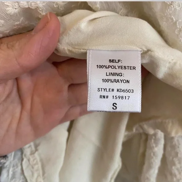 Altar'd State Cream Floral Embroidered Textured Mini Dress - Picture 7 of 10